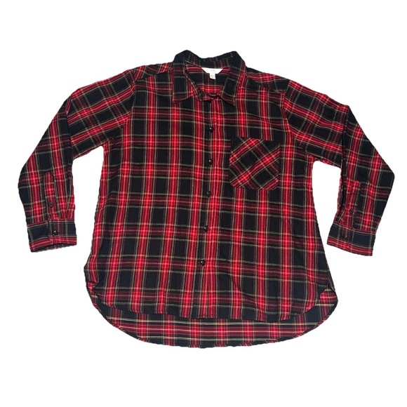 Women’s L Plaid Button Down Long Sleeve Cotton Shirt Classic NWT casual - Picture 1 of 10